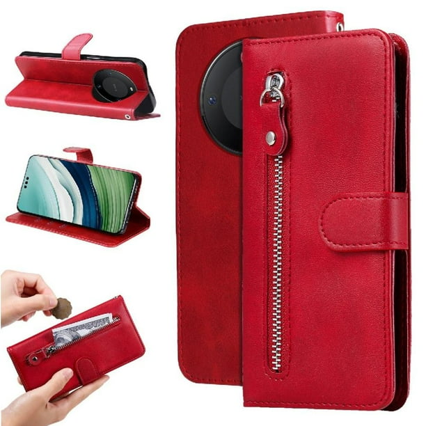 Funda con Cremallera para Huawei Mate 60 , Carcasa Cartera de Cuero PU con Soporte y Tarjetero