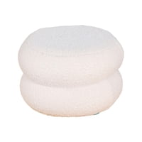 Magideal - Reposapiés Pequeño Otomano Con Diseño Doble Redondo, Asiento Acolchado, Taburete Moderno Con Reposapiés, Sillón Decorativo De Tocador, Material De Vel Blanco