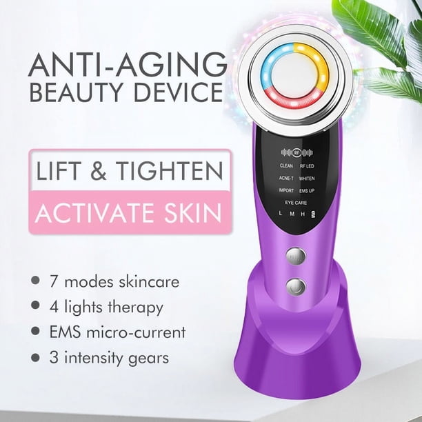 Rejuvenate Your Skin with EMS Facial Massager & LED 4 Light Therapy - 7 Modes, 3 Intensity Gears & More!