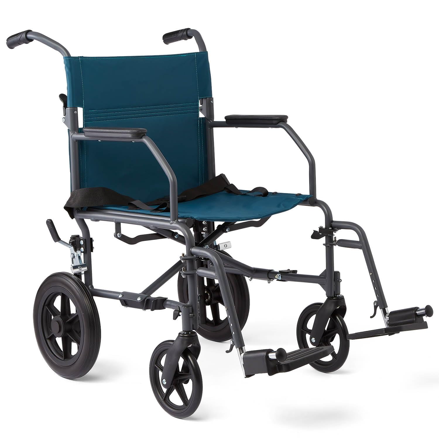 Silla De Ruedas De Transporte Medline, Duradera Y Plegable, De Acero, 19 Pulgadas