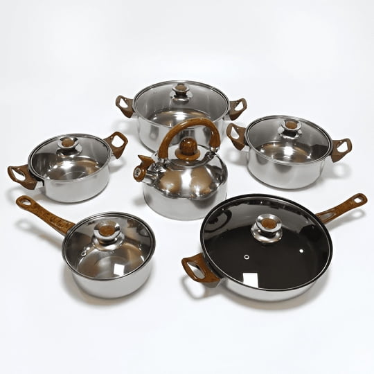 Genérico - Juego Ollas Cocina Batería 12 Pzs Cacerolas Sarten Rondon