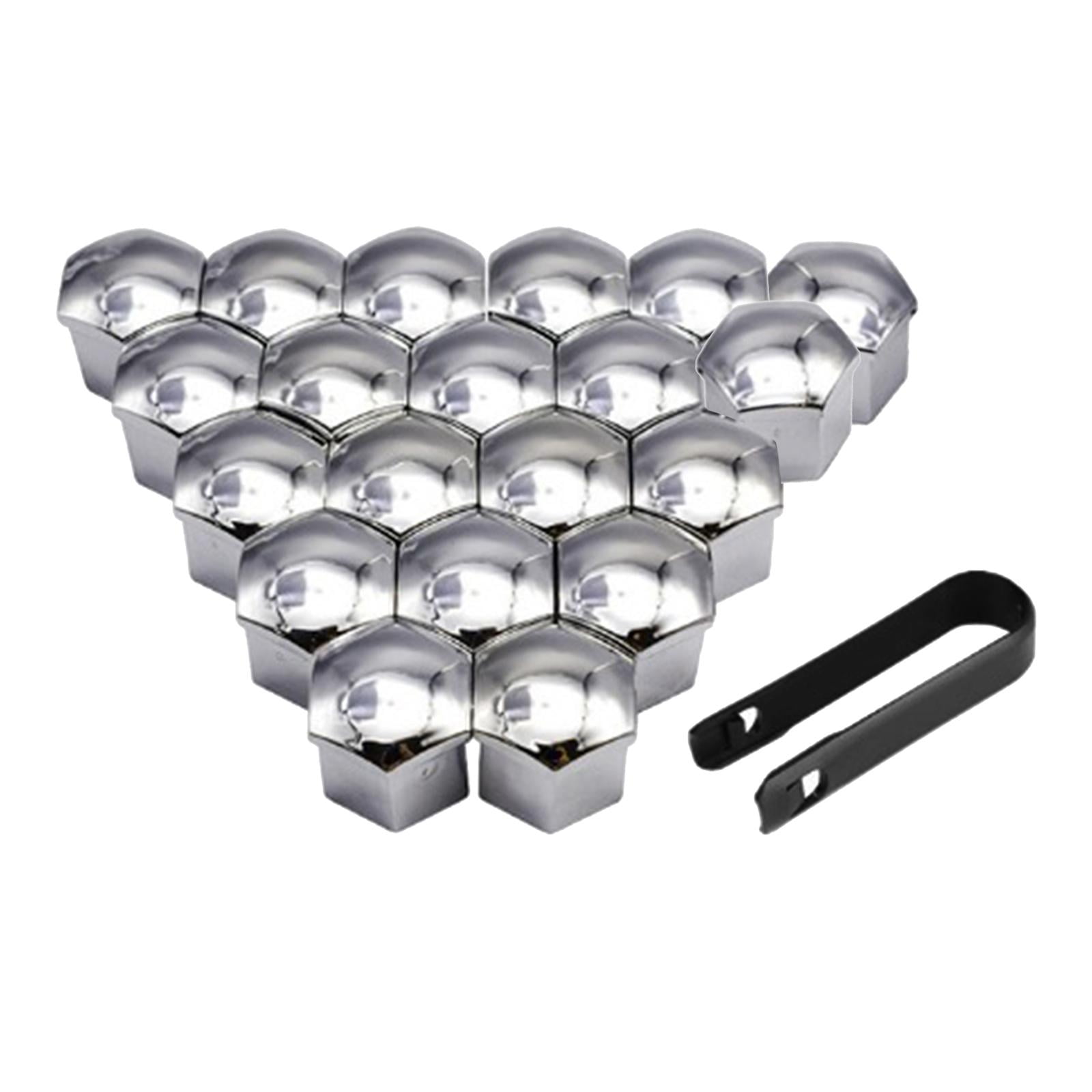 Ioensy - 20 Piezas Tapas De Tuercas De Rueda De Coche Cubiertas Antioxidantes Tapas De Llanta De Rueda Tapas De Tuerca De Rueda Plata 17mm