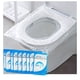 thumbnail image 1 of 100Pzas Cojín de Asiento de Inodoro Desechable de Viaje de Plástico Impermeable Portátil Cojín de Asiento de Inodoro Empacado Individualmente, Fácil de Llevar para Viajar, 1 of 9