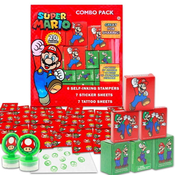 Cajitas de regalo Super Mario, 20 piezas, con stickers