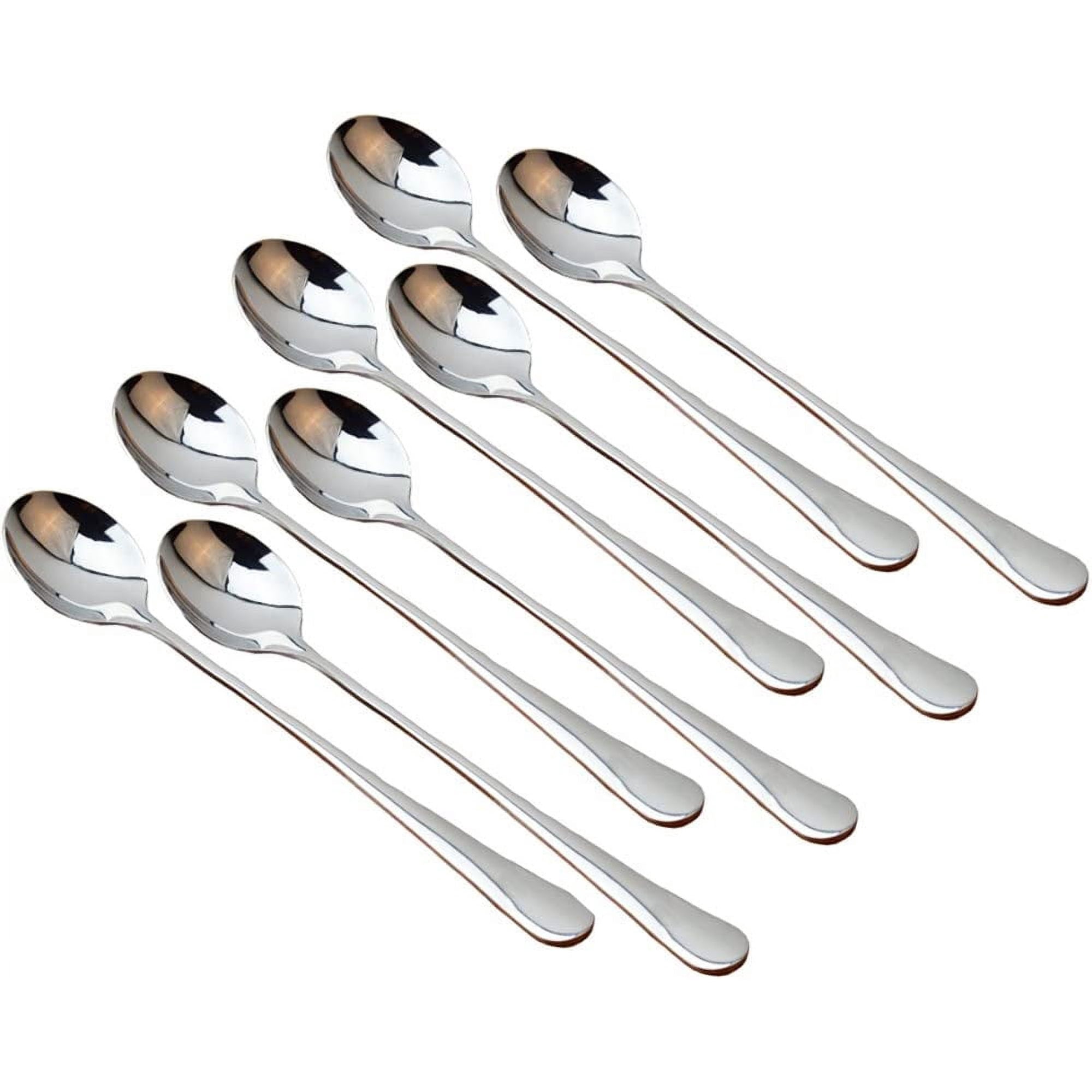 Xmhytop 8pcs Acero Inoxidable Cuchara De Mango Largo Cuchara De Helado Cuchara De Mezcla Larga Cucharas De Té Helado (plata)