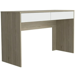Fmfurniture - Escritorio 2 Cajones Fm-036C Café Claro Y Blanco