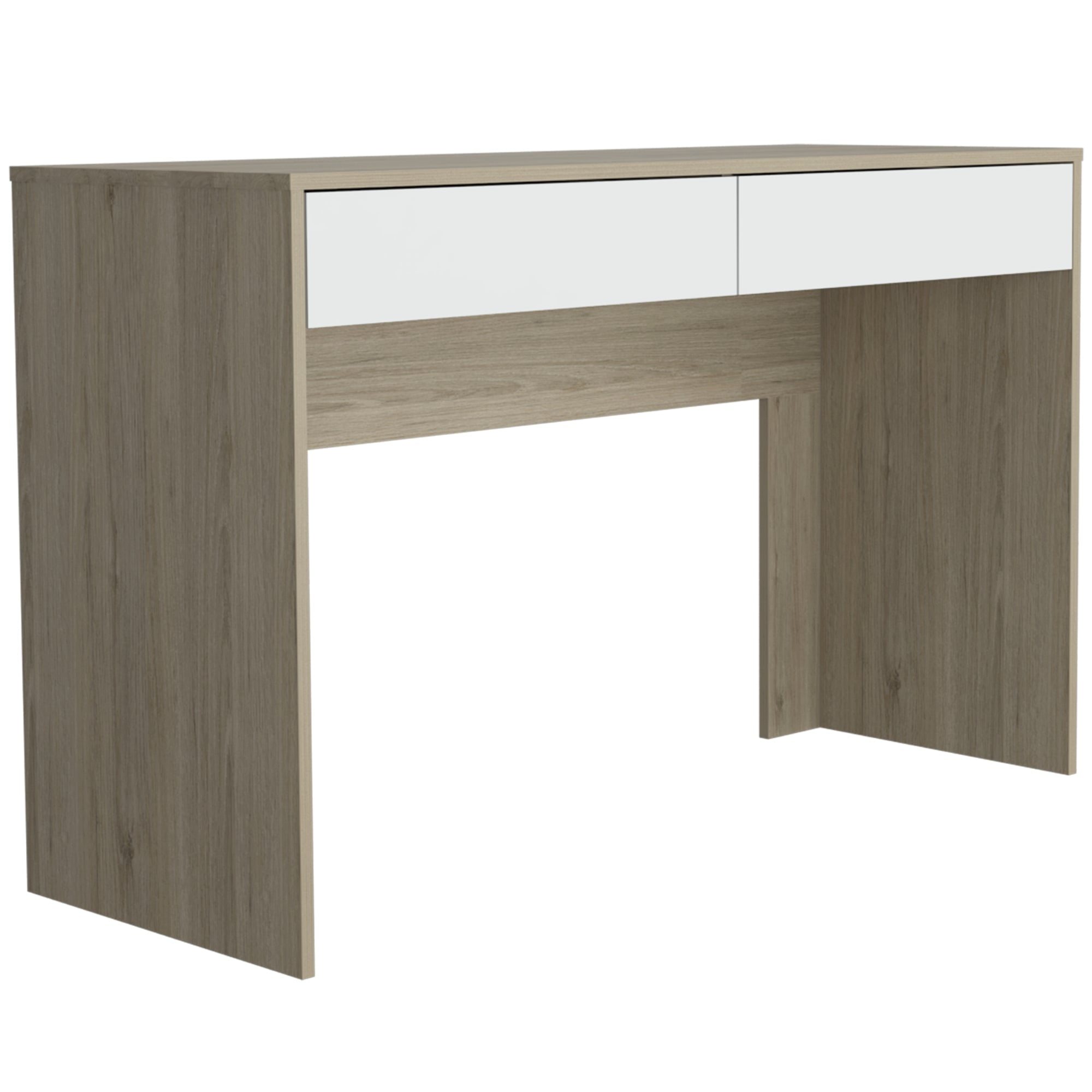 Fmfurniture - Escritorio 2 Cajones Fm-036c Café Claro Y Blanco
