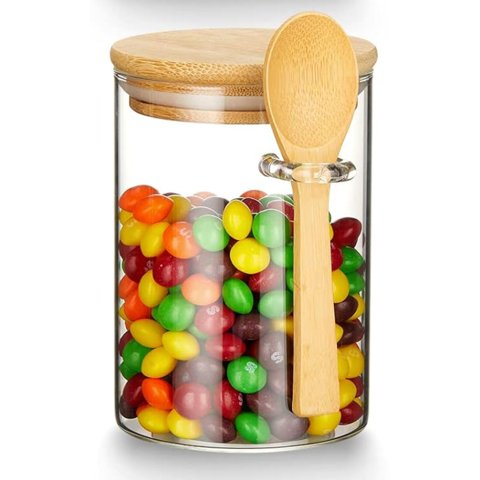 Mtm - Frasco De Vidrio Hermetico Redondo Tapa Y Cuahara Bambú 1L