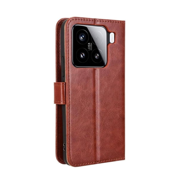 Funda tipo libro para Xiaomi 15 Pro, cartera todo‑en‑uno, funda multifuncional con tarjetero y correa de muñeca desmontable