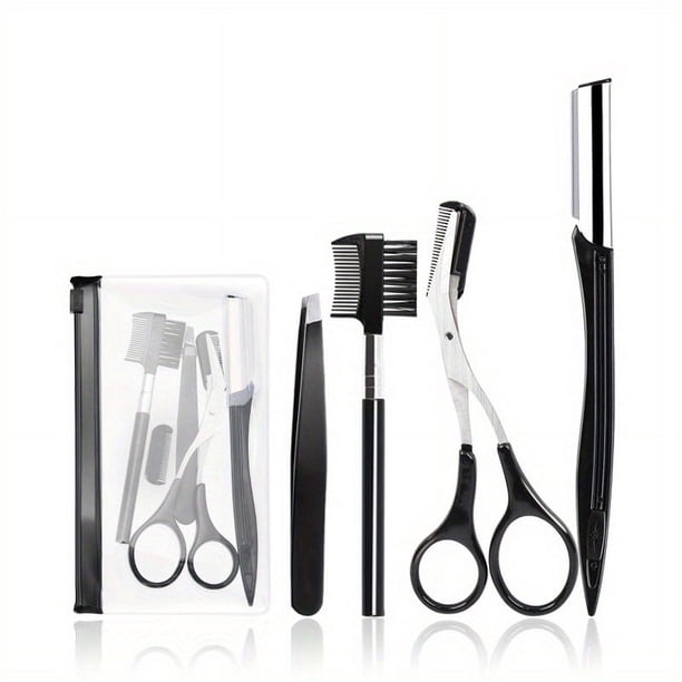 Eyebrow Kit For Women And Men, Stainless Steel Eyebrow Grooming Set Including Eyebrow Brush, Eyebrow Razor, Eyebrow Comb, Eyebrow Comb Scissor, Folding Eyebrow Knife, Scissors Razor, Eyebrow Trimmer,