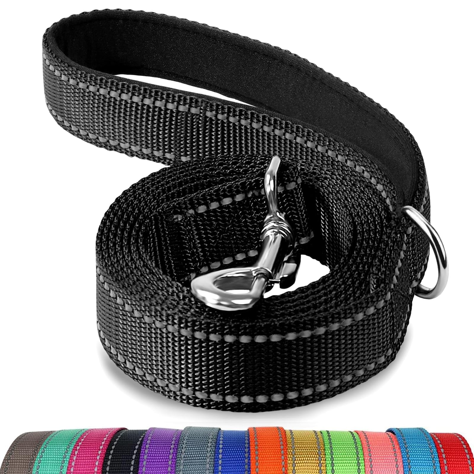 Correa Para Perro Joytale 1,8 M Reflectante Con Asa Acolchada Negra