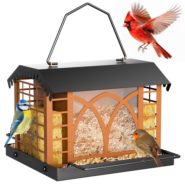 Comedero para aves Grete Gotye de metal colgante, capacidad de 1.6 kg, para exteriores