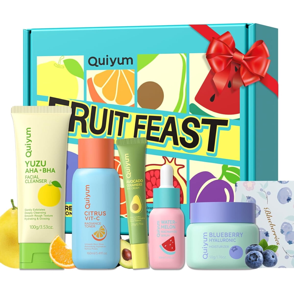 Set Skincare Quiyum 5 Pasos Frutas Limpiador Serum Crema