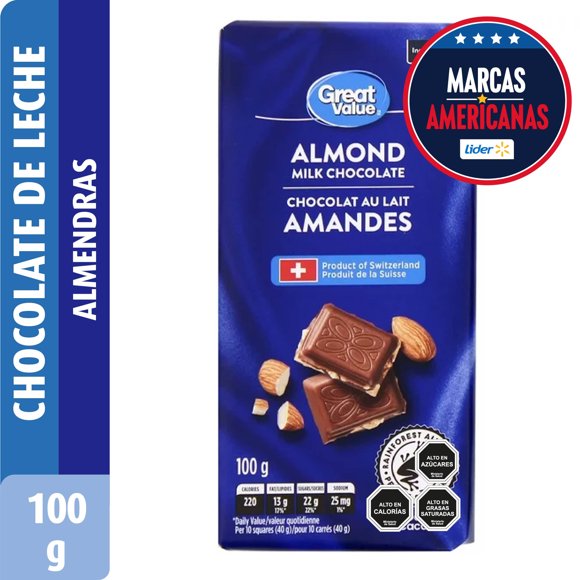 Chocolate de Leche Con Almendras, 100 g