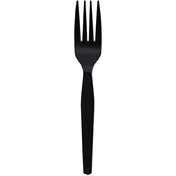 Tenedor de plástico Genuine Joe Heavy Weight, negro, 1000 unidades
