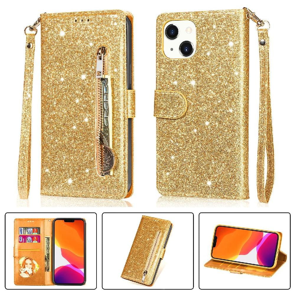 Funda Para Foxdock Elegante Funda Iphone 13 Mini Glitter Con Cremallera-ideal Para El Uso Diario