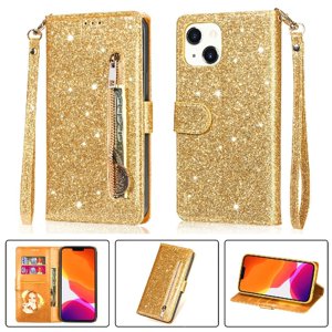 Funda Para Foxdock Elegante Funda Iphone 13 Mini Glitter Con Cremallera-Ideal Para El Uso Diario