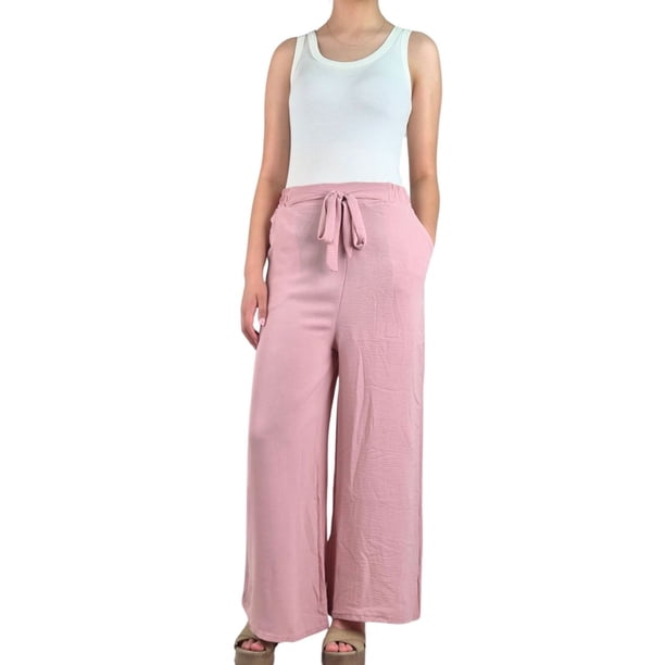 Pantalon Palazzo Mujer Tipo Lino Casual Semi Formal Tiro Alto 106