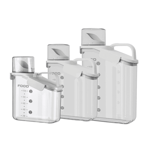 Estilodomus - Set 3 Contenedores Herméticos Con Dosificador Frasco Plastico - Blanco