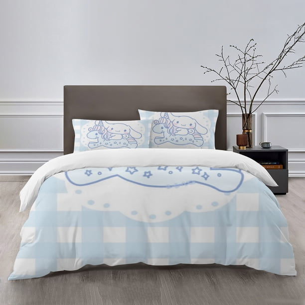 Cinnamoroll Bedding Sets Bed Cartoon Duvet Cover Lightweight 3 Piece Bet Sets for Kids Boys Girls