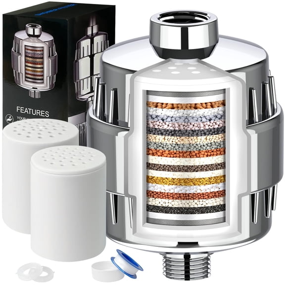Filtro De Ducha 20 Etapas Para Agua Dura Con 2 Cartuchos