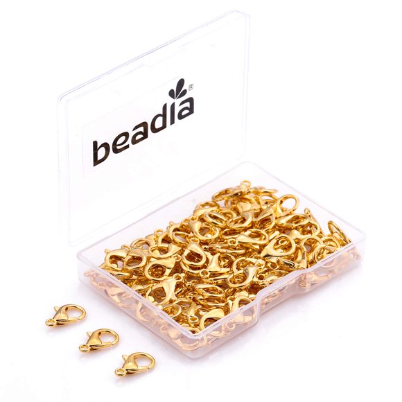 Cierres de langosta Beadia 14x7 mm bañado en oro – 100 unidades