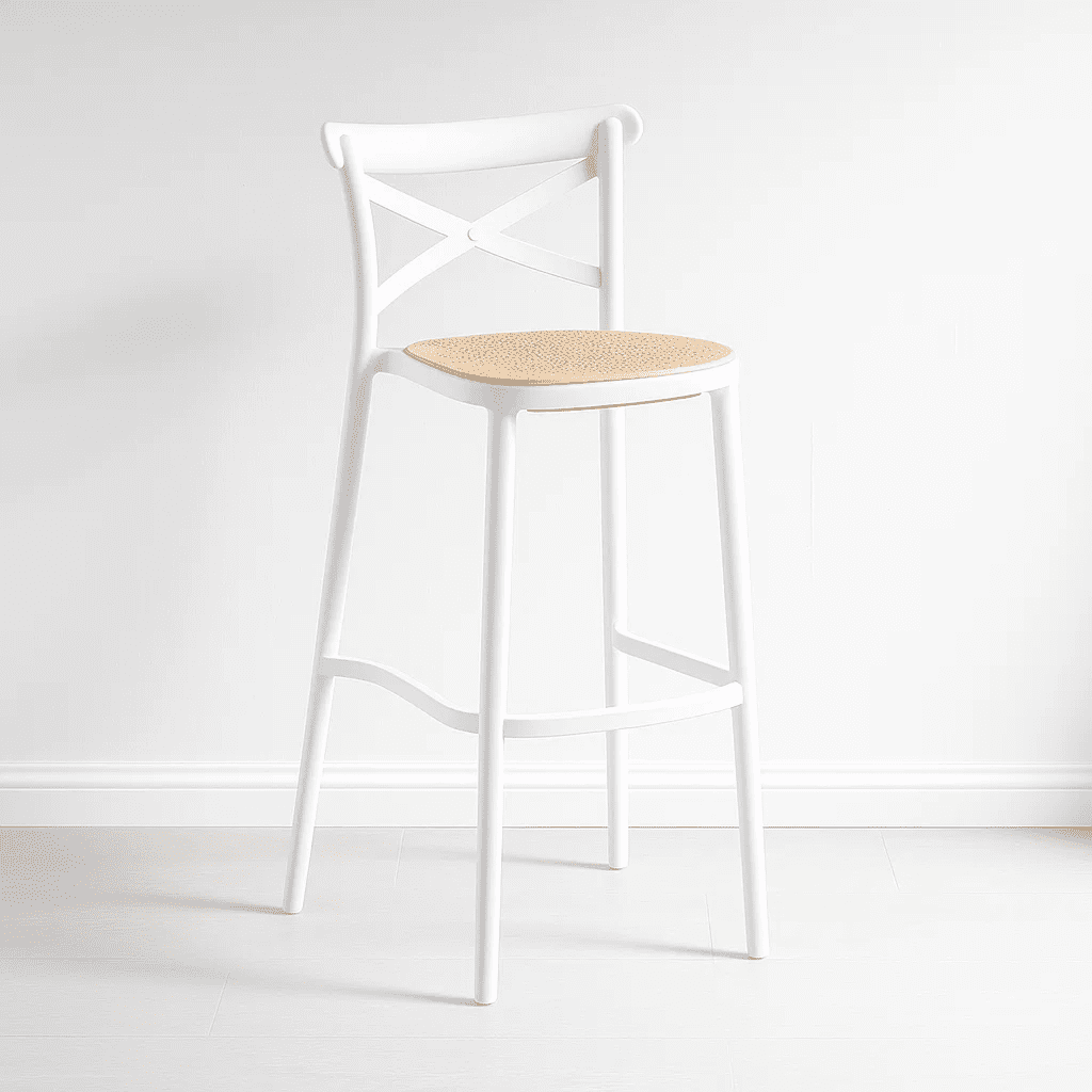 Klik Muebles - Taburete Crossback Danubio Piso De Bar O Terraza Exterior - Blanco