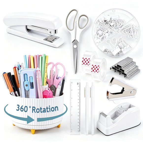 CADDY Gawsey Set de Organizador de Escritorio Giratorio 360° Blanco