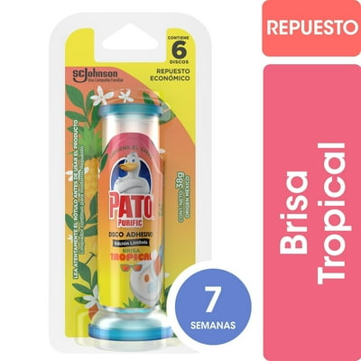 Limpiador Inodoro Discos Adhesivos Brisa Tropical 38 G Pato Purific
