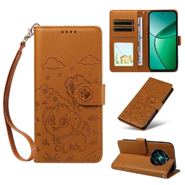 Funda Billetera FOXDOCK Compatible con Realme 12 4G, Diseño Perrito Tierno, Ranuras para Tarjetas y Soporte Plegable