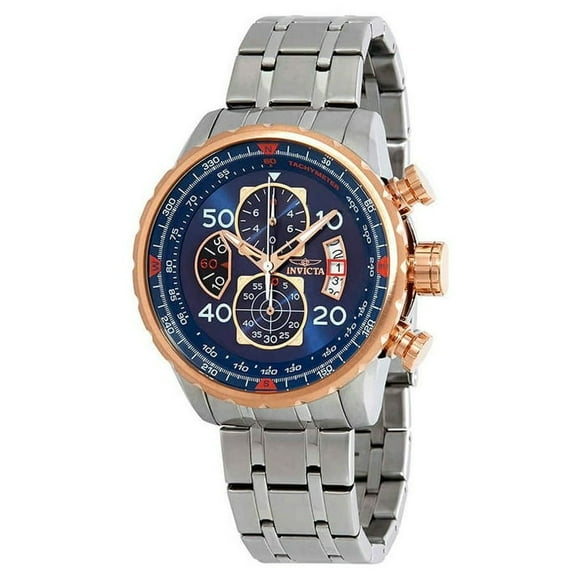 Reloj Invicta Hombres Aviador Azul Dial Pulsera de Acero Inoxidable Reloj Cronógrafo
