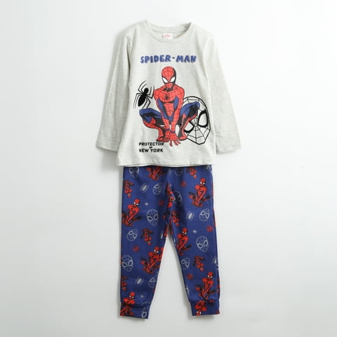 Pijama Manga Larga Niño Spiderman Print Gris Marvel