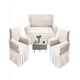 thumbnail image 1 of Pack De Fundas De Sofa 3+1+1 Con Diseño En Forma De Hoja Con Velo 3 1 1 Color Blanco, 1 of 4