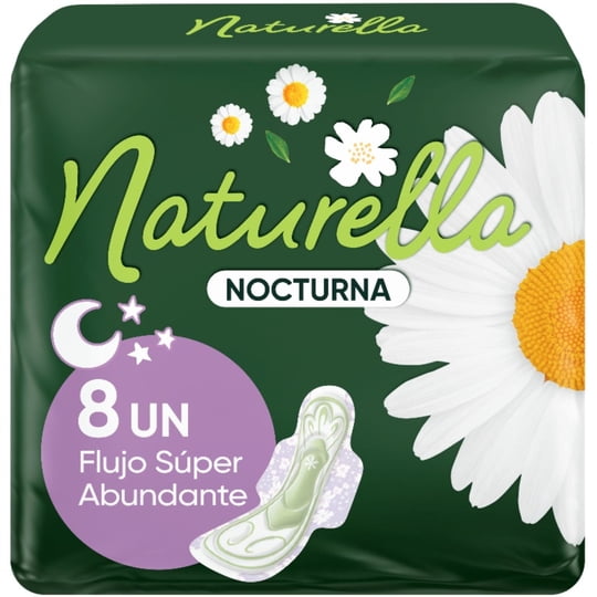 Toallas Higiénicas Nocturnas Extra Largas Flujo Súper Abundante Con Alas 8 Un Naturella