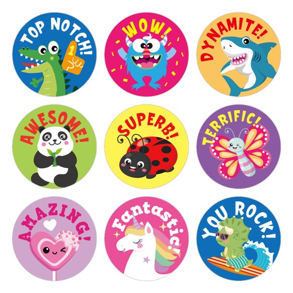 Paquete de pegatinas Gooji Small Reward for Kids, 1008 unidades, 1 pulgada, redondas