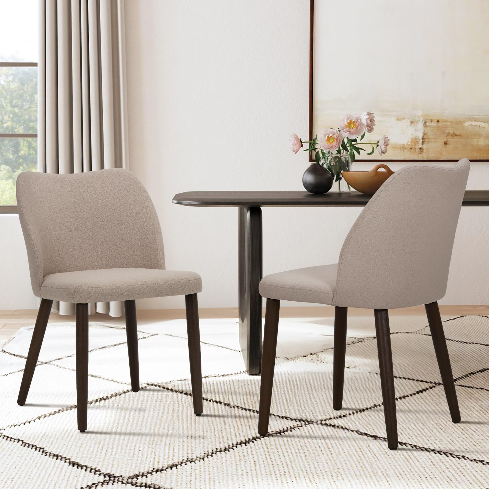 Sillas De Comedor Colamy, Modernas, De Tela, Juego De 2 Unidades, Color Camel