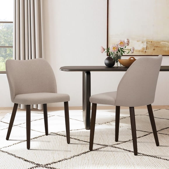 Sillas de comedor COLAMY, modernas, de tela, juego de 2 unidades, color camel