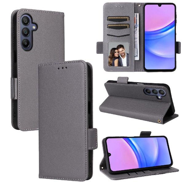 Funda Cartera para Samsung Galaxy A17 4G/5G Tapa Flip con Ranuras y Soporte Gris