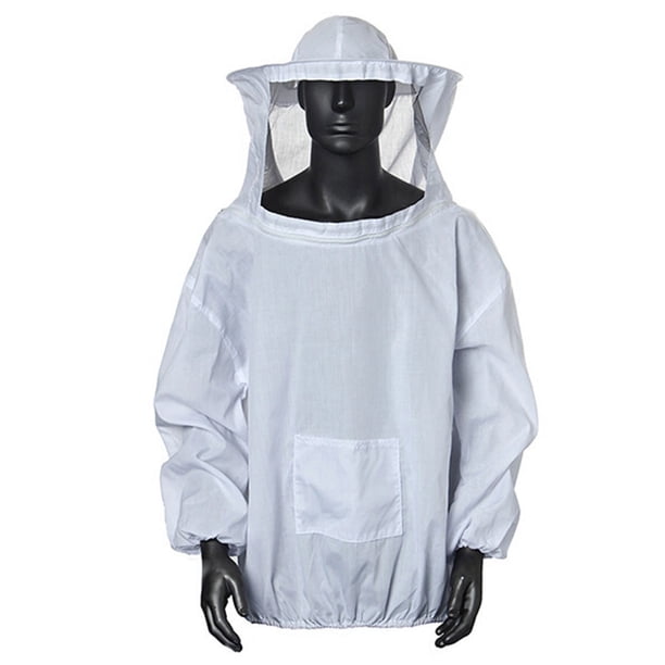 1pc Professional Beekeeping Suit, Breathable Half-body Bee-proof Suit Smock With Veil, Bee Outfit For Backyard And Bee Keeper, White, Beekeeping Supplies