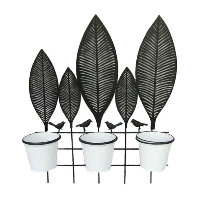 Bric - Macetero Hojas Blanco Y Negro