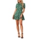 thumbnail image 4 of INSPIRE CHIC Vestido con Volantes para Mujer Verano Chifón Cuello con Lazo Manga Corta Abullonada Vestido Estampado Floral XS Verde Blanco, 4 of 5