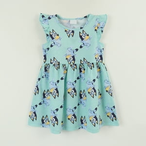 Vestido Sin Manga Y Collet Niña Celeste Print Caras Bluey