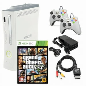 Consola Microsoft Xbox 360 Original Blanca Con Gta V Y Dos Controles Retrofam (Reacondicionada)
