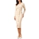thumbnail image 1 of Vestido de punto ajustado INSPIRE CHIC para mujeres 2025 con cuello en V, manga larga y botones decorativos, talla XS, color albaricoque, 1 of 6