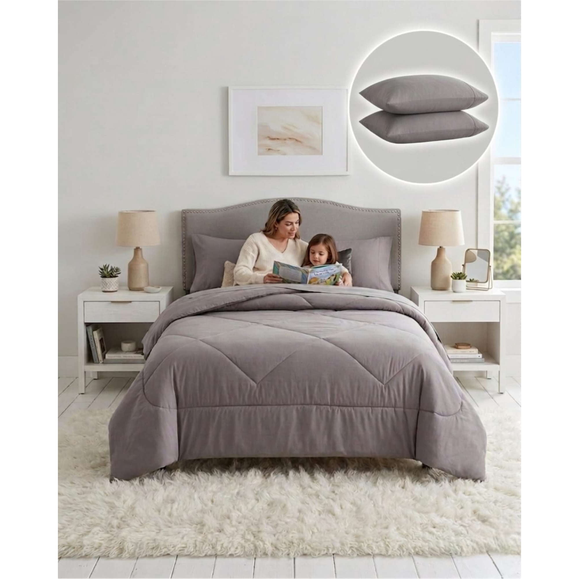 Myl Todo Hogar - Juego De Cama Con Plumón Nórdico Sábanas Y Almohada Plaza Y Media