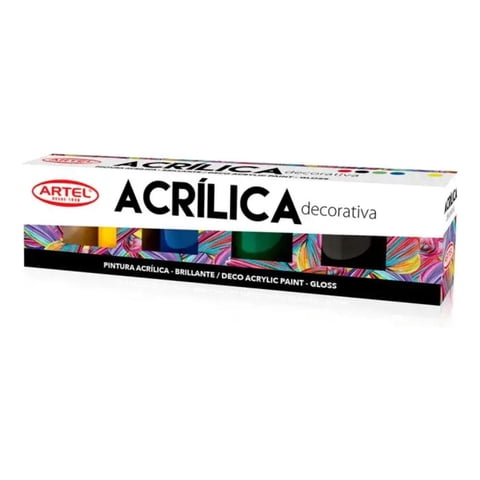 Estuche Pintura Acrílica Decorativa 6 Colores 15Ml. Artel