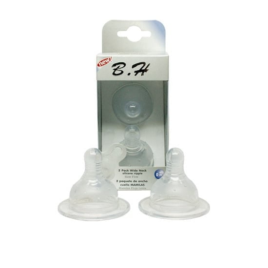 Pack 2 tetinas de silicona para mamadera boca ancha +0M, flujo variable