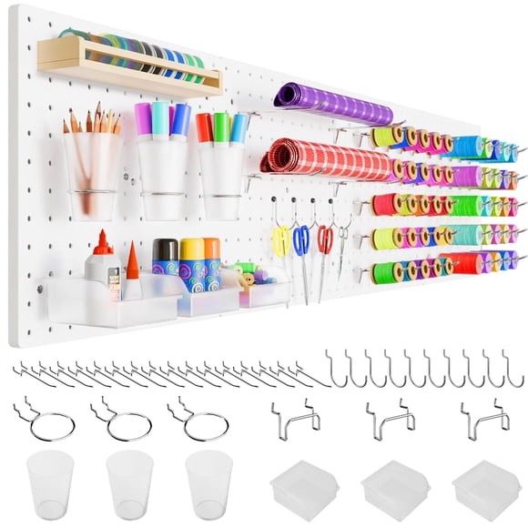Kit Peg Board FZK de 36 piezas con 4 tableros perforados blancos y accesorios