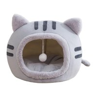 Ioensy - Cute Cat Sleeping Bed Kitten Tent Hut Cojín Antideslizante Suministros Para Mascotas Gris M