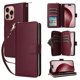 thumbnail image 5 of Funda Cartera con Cremallera y Correa para iPhone 16 Pro Soporte y Tarjetero Rojo, 5 of 6